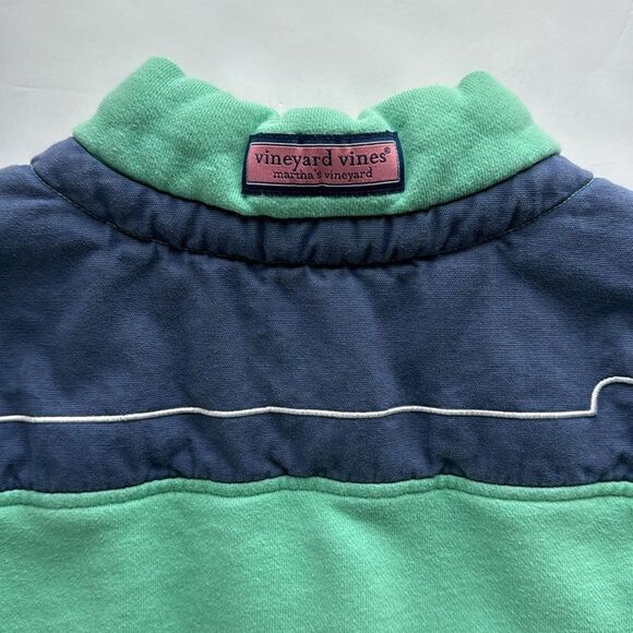 Vineyard Vines Mens M Shep Quarter Zip Sweatshirt Green Blue Preppy‎ Logo Shirt - Picture 9 of 12